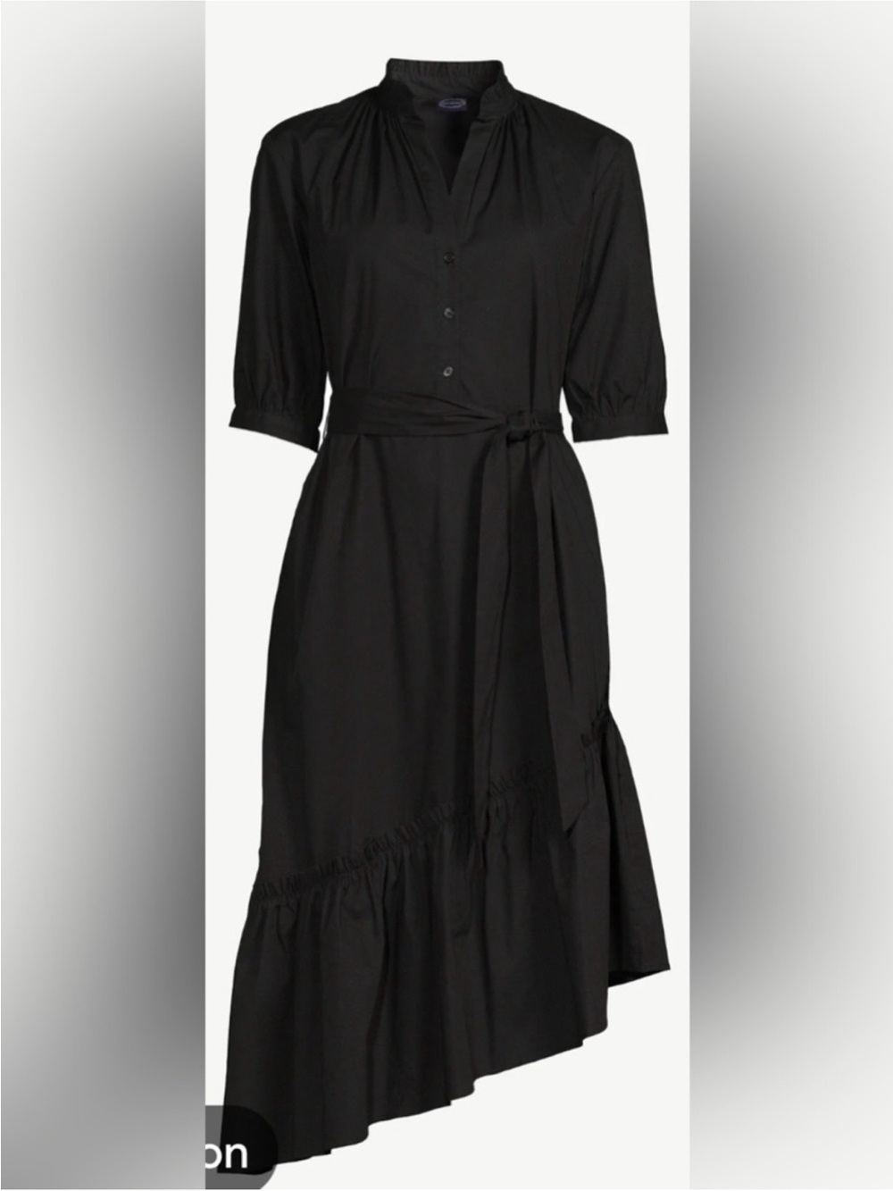 Scoop Asymmetrical Hem Tiered Black Maxi Dress with Tie Waist